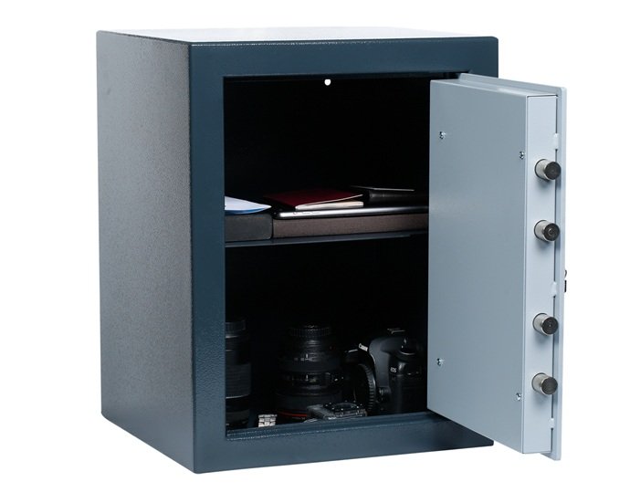 Arca de seguridad analógica de sobreponer con cuatro bulones de acero reforzado para resguardo de valores