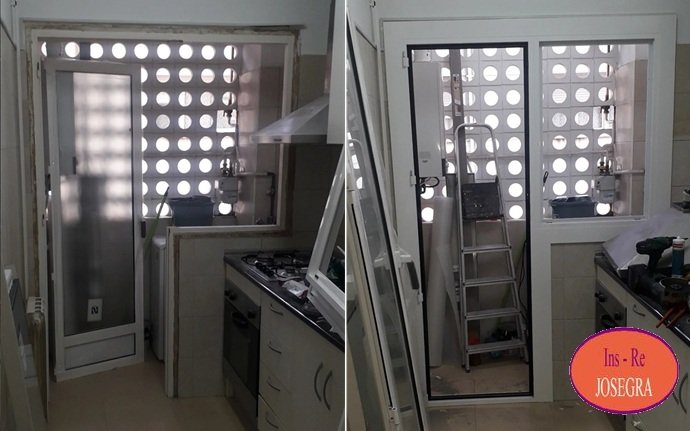 Instal.lacions Josegra: Nueva Puerta y Fijo de Aluminio en Calle Cartellà